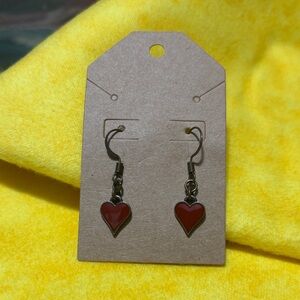 Heart-Shaped Red Earrings